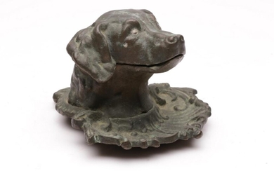 Bronze Dog Form Inkwell H:10cm