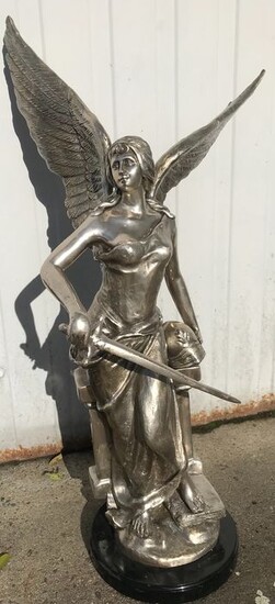 Bronze silvered figure of Minerva/Athena - 75 cm (1) - Silvered bronze