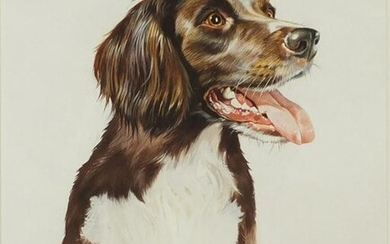 Bryan Bysouth - Portrait of a dog, acrylic, mounted and