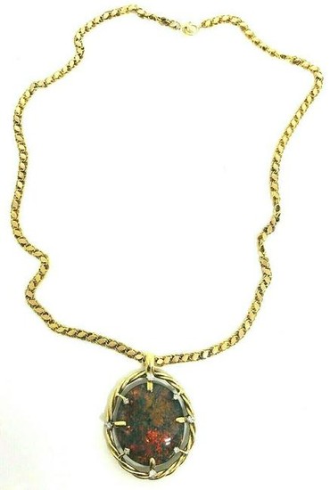 C 1950's Black Opal Diamond Yellow Gold Reversible