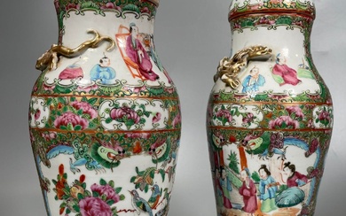 CANTON, fin XIXe siècle, Paire de vases... - Lot 59 - Osenat