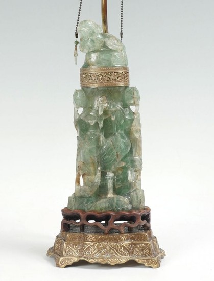 CARVED CHINESE FLUORITE LAMP