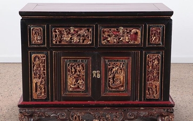 CARVED, PAINTED AND GILT CHINESE CABINET C. 1930