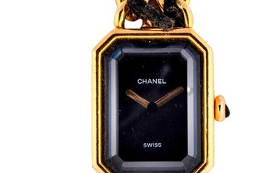 CHANEL - “Première” watch in gold plated - Black dial...