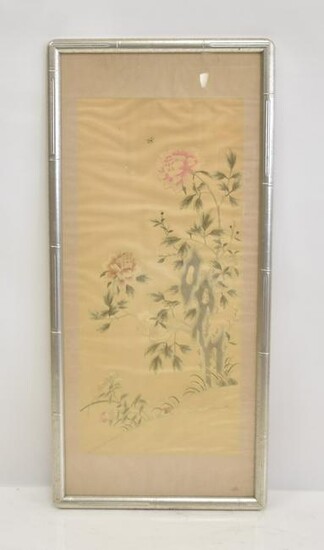 CHINESE SILK EMBROIDERY OF FLOWERS