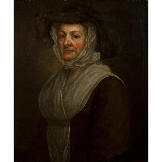 CIRCLE OF WILLIAM HOGARTH (BRITISH 1697 - 1764) PORTRAIT OF A LADY IN A BONNET