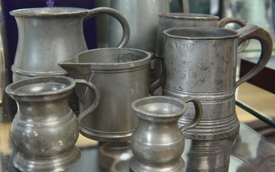 COLLECTION OF SEVEN PEWTER PIECES INCLUDING LIBERTY