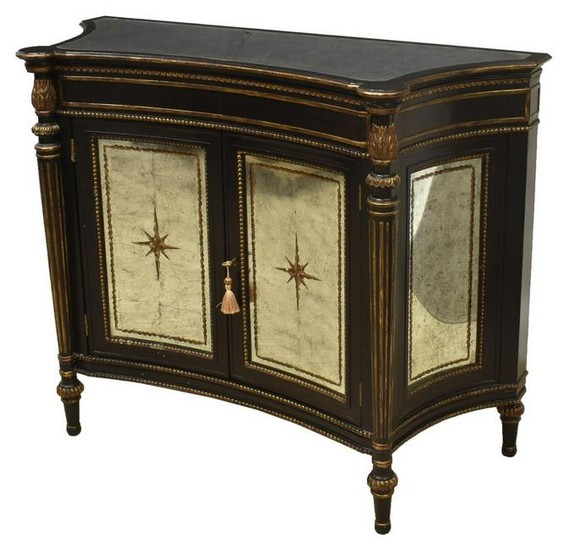 CONTEMPORARY PARCEL GILT MIRRORED CONSOLE CABINET