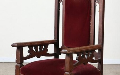CONTINENTAL GOTHIC CARVED OAK HIGHBACK CHAIR 1900