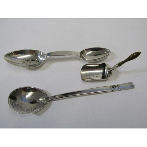 CRAFTED SILVER DESSERT SPOON, 1957, maker SJS, together with...