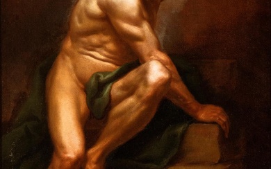 Carlo Maratti (Camerano 1625-Roma 1713) Studio di nudo maschile Olio su tela...