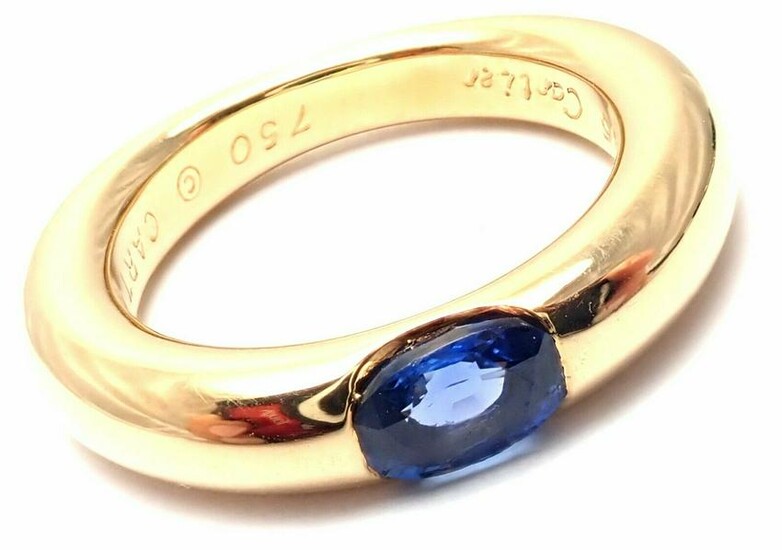 Cartier 18k Yellow Gold Sapphire Ellipse Band Ring Size