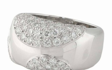 Cartier 18kt White Gold Diamond Band Ring. Size 6.