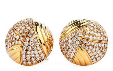 Cartier Vintage 6.10 carat Diamond 18K Gold Dome Clip On Earrings
