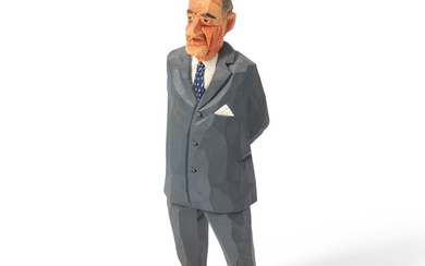 Carved Figure of Lyndon B. Johnson, Gunnarsson, Stockholm, Sweden, c....
