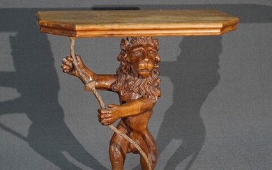 Carved Pine and Wrought-Iron 'Lion' Console Table