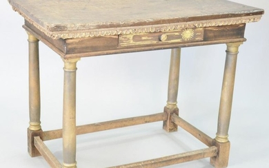 Center table having slab top, 17th C., table neck base