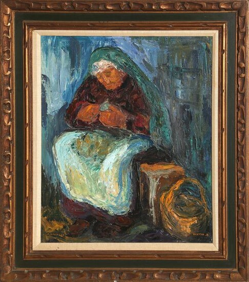 Chaim Goldberg, Mother, Oil Painting signed in English