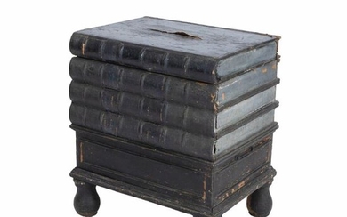 Chaise nécessaire de bibliothèque anglaise en forme de quatre livres entassés. Travail du 19ème