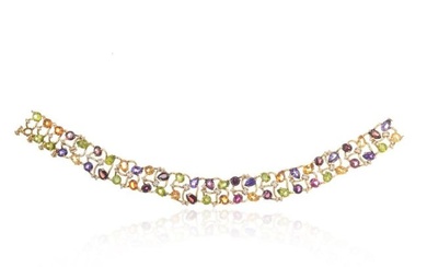 Chanel 18K Yellow Gold Multicolor Gemstone And Diamond Collar Necklace