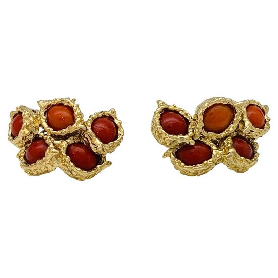 Chaumet - 18 kt. Yellow gold - Earrings CORAL