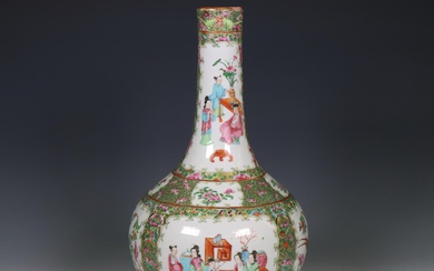 China, a Canton famille rose porcelain bottle vase, ca. 1900