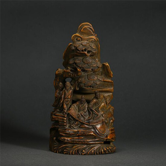 Chinese Bamboo Carved Figure Story Ornament