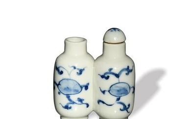 Chinese Blue and White Twin Snuff Bottle, 19th Century
