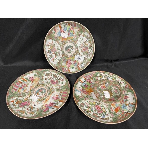 Chinese Canton porcelain includes, plates (8ins) x 3, bowl (...