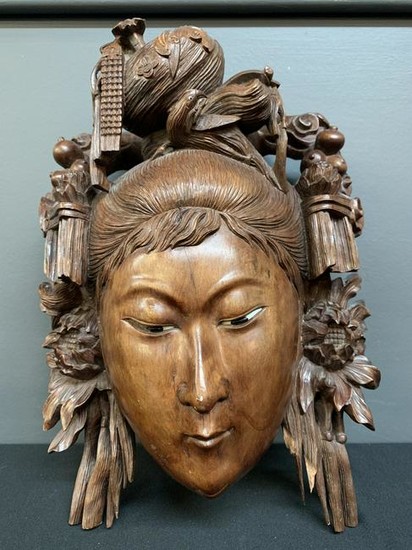Chinese Carved Hard Wood, Rosewood Mask, Beauty