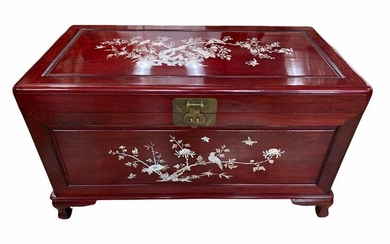 Chinese Carved Rosewood and Mother of Pearl Inlaid