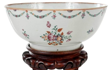 Chinese Export Pseudo-Armorial Punch Bowl