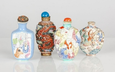 Chinese Famille Rose Porcelain Molded Snuff Bottles