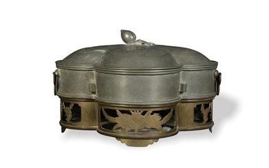 Chinese Pewter Warmer, Late 19th Century