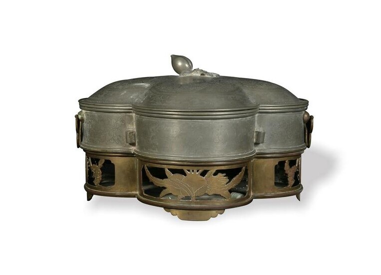 Chinese Pewter Warmer, Late 19th Century