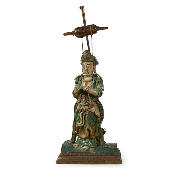 Chinese Tang figure mounted as a lamp, Ming dynasty