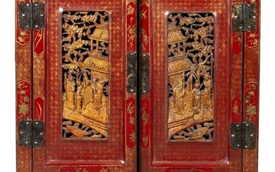 Chinoiserie Red Lacquer Cabinet