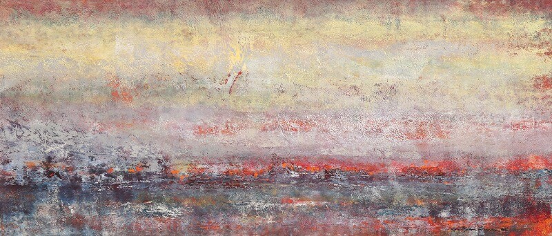Christian Björn Larsen: Evening sun over the sea. Signed and dated Chr. Björn Larsen 65. Oil on masonite. 28×64 cm.