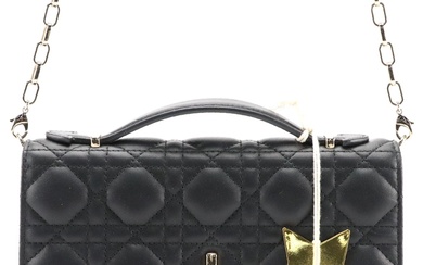 Christian Dior Chain Strap Bag in Black Cannage Quilted Lambskin Leather