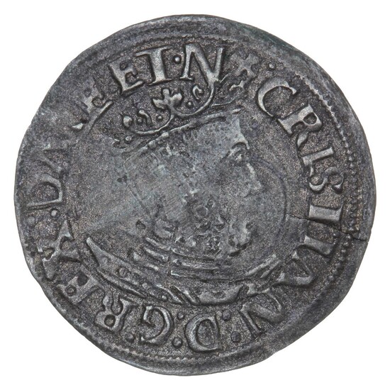 Christian III, skilling 1536, Copenhagen. G 106, 0.86 g, planchet crack.
