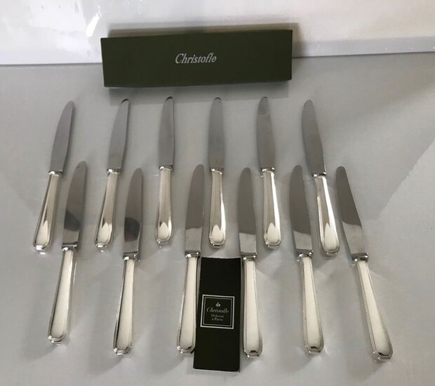 Christofle modèle America - Dessert knives (12) - Silver plated