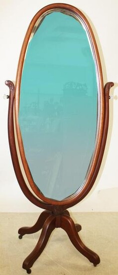 Circa 1890 Mahogany Cheval Mirror