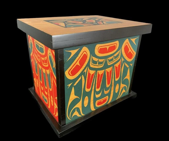 Clarence A. Wells Painted Haida Wooden Box