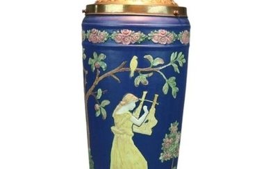 Classical Greek Cameo Art Pottery Lamp Base attr Weller