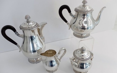 Coffee service, Solid silver 4-piece coffee set (4) - .830 silver - Belgium - Mid 20th century