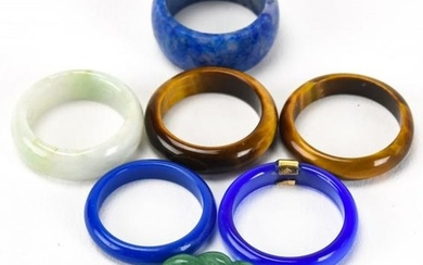 Collection of Jade Lapis & Tigers Eye Rings