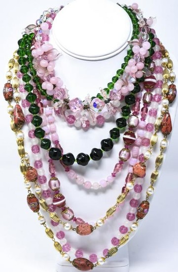 Collection of Vintage Art Glass Bead Necklaces