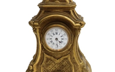 Continental Gilt Bronze Miniature Table Clock, circa 1920