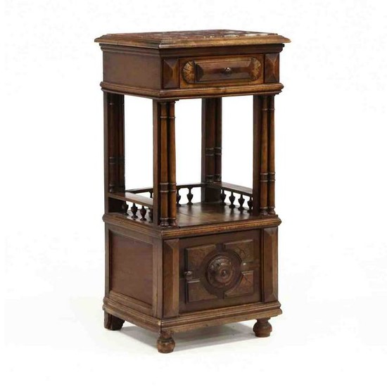Continental Walnut Marble Top Stand
