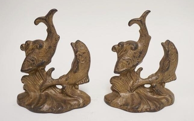 *DOLPHIN* CAST IRON BOOKENDS